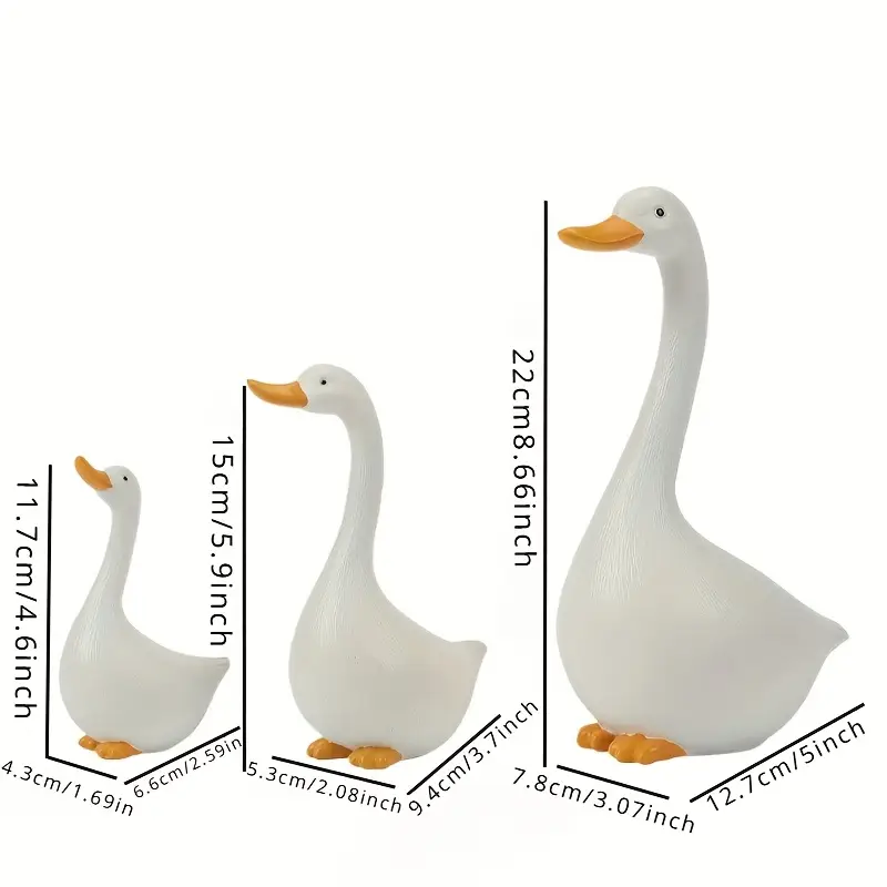 3pcs Art Deco Goose Resin Statues - Image 3