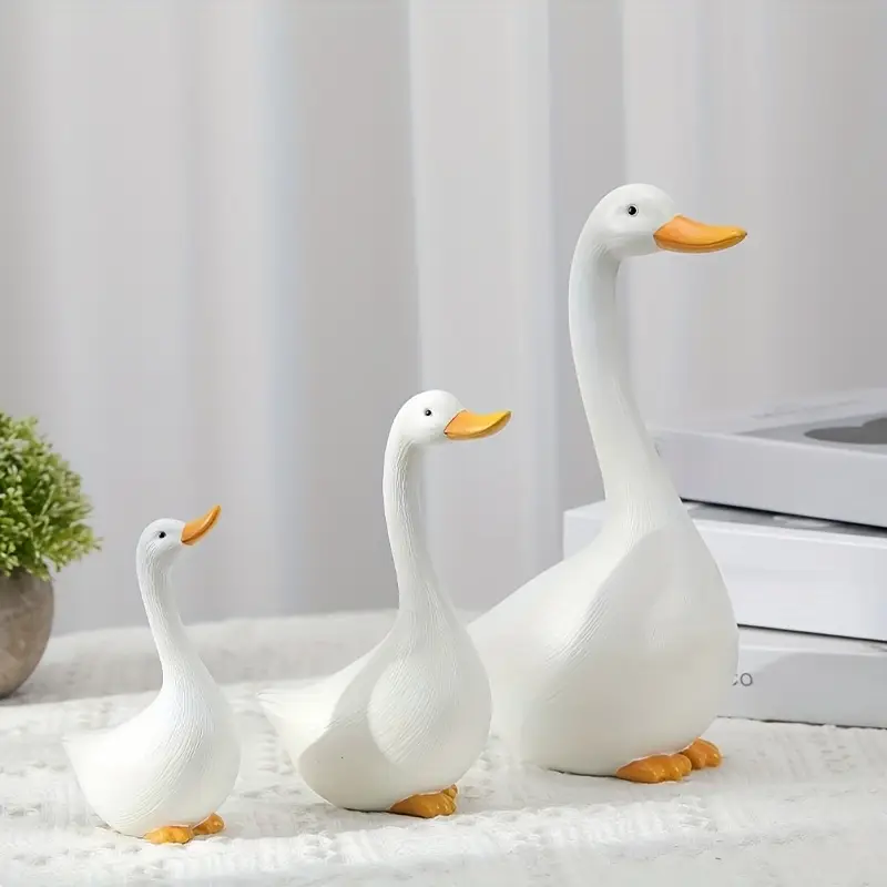 3pcs Art Deco Goose Resin Statues - Image 2