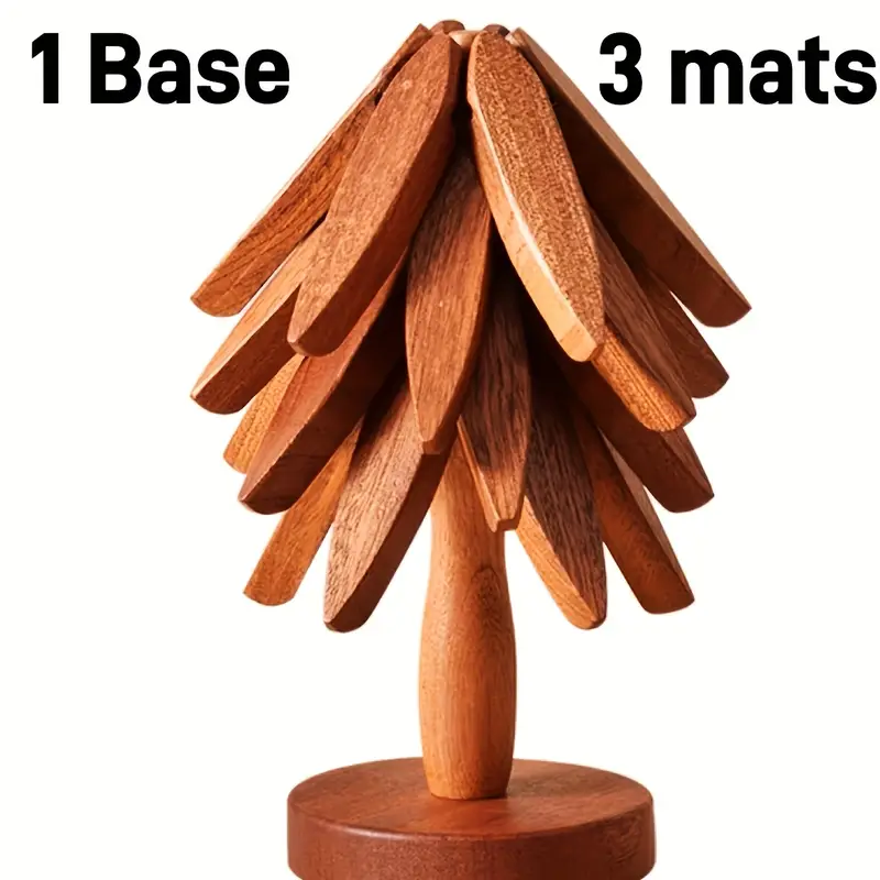 Wooden Tree-Shaped Pot Mat Set - Image 2