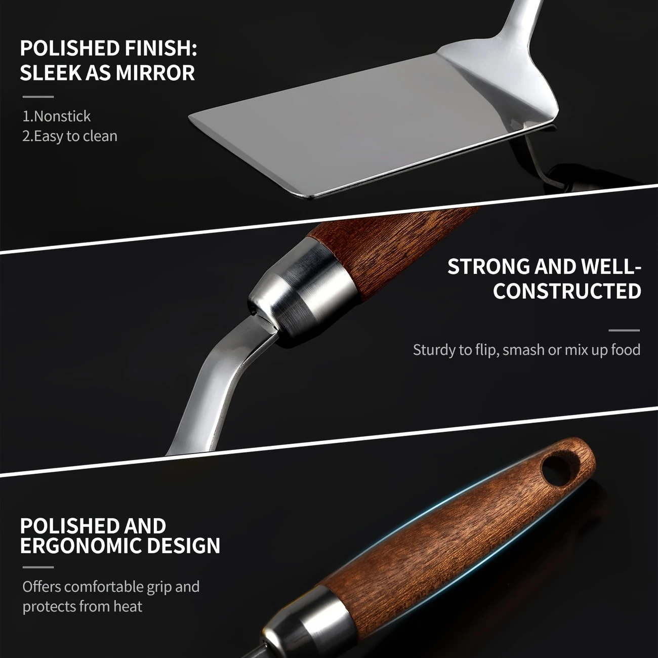 Stainless Steel Spatula with Wood Handle - Image 2