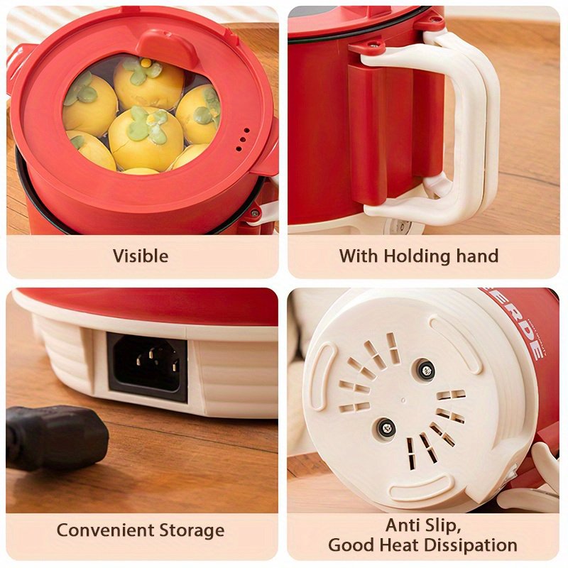 1.6L Non-Stick Electric Hot Pot with Steamer (Ramen Cooker) - Image 4