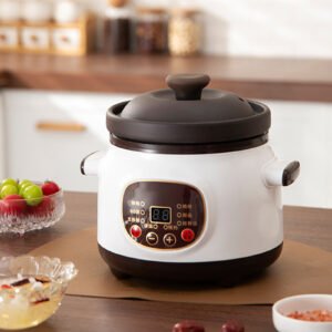 1. 8L Electric Slow Cooker Automatic Electric Stew Pot with Timer Ceramic Inner Pot
